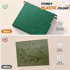SHUTEX Extra Capacity Plastic Hanging File Folders,12 Pack Reinforced Expanding Hang Folder Letter Size,Accordian Pocket,Heavy Duty 2 Inch Expansion,Hanging Folder Organizer for Office Home,Green