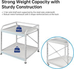 Fannova 20 Inches Deep Large Printer Stand, 2 Tier Under Desk Printer Table with Height Adjustable Shelf, Rolling Printer Cart with Wheels for Home Office Storage - White