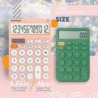 CATIGA 12 Digit Desktop Calculator Basic Desk Calculator with Large LCD Display, Big Buttons, 4 Function, Solar and Battery Dual Power, for Office, School, Home, SD-1292 Pink