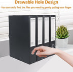 HUA JIE A4 Storage File Boxes Plastic Archives Cases, PVC File Folder Organizer Document Storage Filing Box for office,32.5×6.5×24 cm, Black(Pack of 6)
