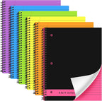 Resurhang 6 Pcs Legal Pad Top Spiral Bound Notebook 70 Sheets Double Sided College Ruled Paper Notepad Memo Steno Pad with Stiff Cover for Business College(8.5 x 11 Inches,3 Hole Punch,Bright Colors)
