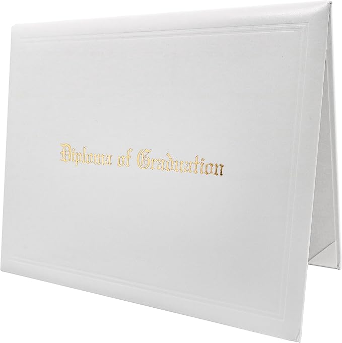 GraduationMall 11"x14" Imprinted Padded Diploma Cover Certificate Holder White