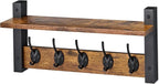 Sorbus Coat Hooks Wall Mount with Shelf – 16 Inch Coat Rack Wall Mount with 5 Heavy Duty Hooks – Floating Wall Shelf with Hooks for Entryway, Bathroom, Bedroom, Kitchen, or Mudroom (Rustic Brown)