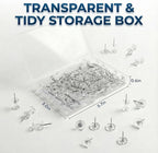 Push Pins 200Pcs Thumb Tacks: Clear Push Pin for Bulletin Board - Plastic Head & Steel Point - Reusable Cork Board Thumbtacks for Wall Map Posters Picture Hanging Home Office School