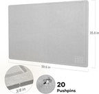 Large Bulletin Board - 60 x 36 Inches, Decorative Felt Pin Board for Wall - 5' x 3' Foldable Photo Display Board with Self-Adhesive Tape, Includes 20 Push Pins - Light Gray
