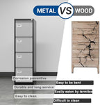 Fesbos File Cabinets - 4 Drawers Vertical 17.8" Deep Lockable Filing Cabinet - Black & Gray Metal Storage Cabinets for Home Office to Hanging Files Letter/Legal/F4/A4 Size