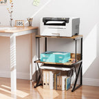aboxoo Printer Stand for Desk, Desktop Printer Shelf Large 3-Tier Multi-Purpose Office Organization Shelves for Home Office, Rustic Brown