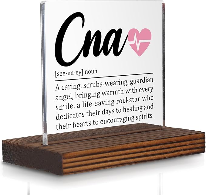 CNA Appreciation Gift Desk Sign, Thank You Plaque for Certified Nursing Assistants, Nursing Home Staff Recognition Gift for Women Men, Office Decor PA055