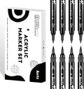 Arrtx Black Paint Pen 8 Pack Dual Tip, Black Acrylic Paint Graffiti Markers for Rock Painting, Paper, Wood, Ceramic, Fabric, Glass, Canvas, Plastic, Metal, Stone and DIY Crafts
