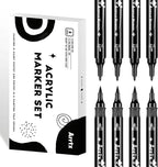 Arrtx Black Paint Pen 8 Pack Dual Tip, Black Acrylic Paint Graffiti Markers for Rock Painting, Paper, Wood, Ceramic, Fabric, Glass, Canvas, Plastic, Metal, Stone and DIY Crafts