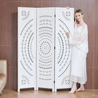 5.6 Ft Folding Room Divider, Portable Privacy Screen & Partition, No Assembly Required for Use as Cat Litter Box Cover, Clutter Hider, Room Separator, 3 Panels (White)
