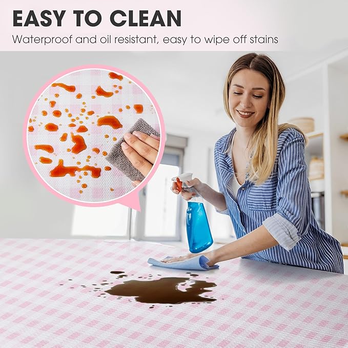 ALIUNI Drawer and Shelf Liner, Non-Slip Kitchen Cabinet Liners Non-Adhesive Thick Strong Grip Waterproof Washable Mats Protect Dresser Shelves Cupboard Bathroom Cabinets, Pink Plaid, 18 in X 10 FT