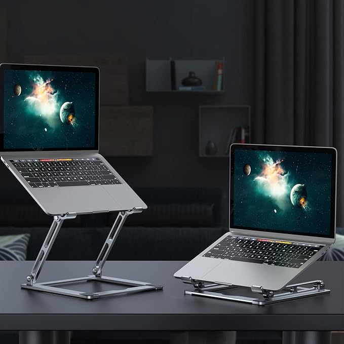 VIGLT Laptop Stand for Desk, Adjustable Laptop Stand Holder Portable Laptop Riser with Multi-Angle Height Adjustable Computer Stand for MacBook Air/Pro and More Notebooks 10-17.3"-Silver
