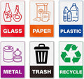 YIKIADA 30 Pack Recycle Stickers for Trash Can Glass Paper Plastic Metal Vinyl Weatherproof Self Adhesive Sign 6 × 4 Inches for Waste Bins Home Business Office