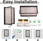 36×24 Inch Lockable Enclosed Bulletin Board, Weather-Resistant Outdoor Noticeboard with Locking Doors, Wall-Mounted Black Aluminum Frame & Grey Felt Presentation Board