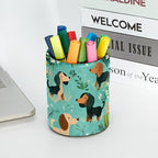 Leather Pen Holder for Desk, Cartoon Sausage Dog Pencil Cup Desktop Organizer Makeup Brush Holders Office Supplies for Home, Kids & School