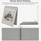 Fuxi Toned Gray Sketchbook 11x14, Large Drawing Pad, 60 Sheets (85lb/130gsm) Spiral Bound, Harcover Artist Sketchbook for Pencil, Charcoal for Artists & Students.
