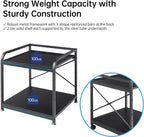 Fannova 2 Tier Under Desk Printer Stand with Storage, 20 Inches Deep Large Printer Table with Height Adjustable Shelf, Rolling Printer Cart with Wheels for Home Office - Black