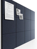 Bumusty Large Cork Board 47"x35" Alternative - 12 Pack Felt Wall Tiles with 70 Safe Removable Adhesive Tabs, 30 Pushpins, Cork Boards for Walls Pin Board Bulletin Board (Deep Charcoal Blue)