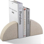 Karibiber Marble Bookend for Shelves, Non-Skid Bookends for Heavy Books, Heavy Duty Book Stopper for CDs, Luxury Book Shelf Holder, Quarter Circle Design Book Ends Decorative, Moleanos Beige, Set of 2