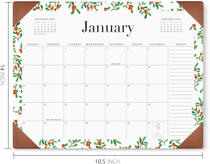 Jotsome Desk Calendar 2026-2027 with Protective Pad, Desktop Calendar Pad from January 2026 to June 2027 14x10.5 inch, for Home Office and School, Easy Planning