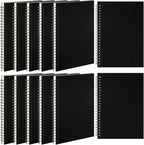 Eelosp 12 Pack Large Spiral Notebook 8.5 x 11 Inch Lined College Ruled Spiral Journal Wire Bound Notebook Kraft Cover, 120 Pages for Work Students Office Business(Black)