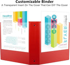 CIXILDTS 2-inch Round Ring Binder, Durable 2" 3 Ring Binder Fit Letter Size Paper, Red, 6-Pack