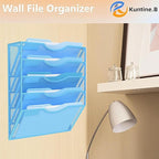 Kuntine.B Wall File Organizer Office Hanging Magazine Holder Wall File Organizer for Office Home (Blue, 5 Tier)