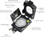 Anbte Compass Hiking Survival, IP65 Waterproof Metal Compass with Sighting Clinometer and Carry Bag, Multifunctional, Professional, for Camping Hunting Hiking Navigation