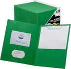 FILE-EZ Two-Pocket Folders, Green, 125-Pack, Textured Paper, Letter Size (EZ-32460)