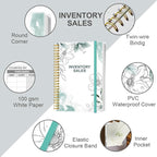 Inventory & Sales Log Book for Small Business – Inventory Ledger Book, Inventory Notebook, Order Tracker for Purchases, Sales & Reorders, 5.8" x 8.5", Teal Floral