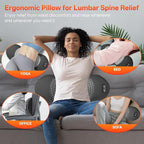 SUDAHIA 3-in-1 Electric Lumbar Support Pillow for Bed and Chair, Triple Fusion Back Massager with Heated, Vibration and Traction for Lower Back Pain Relief and Spine Support