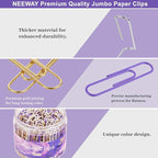 NEEWAY 200pcs Large Purple Paper Clips, 2 Inch Jumbo Paper Clip, Ceative Colored Paperclips for Paperwork Office School and Personal Use