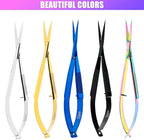 Cross Edge Spring Scissors 5 Inch straight Stainless-Steel Precision Eyebrow & Eyelash Shaping Trimming Scissor, Best for Squeeze Scissors, Embroidery & Knitting Micro Tip Craft (Gold Glitter Black)