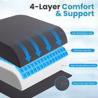 ComfyInLove Wheelchair Seat Cushion - Cooling Gel & Memory Foam Office Chair Cushion with Non-Slip Bottom & Washable Cover, Ergonomic Car Seat Pillow for Sciatica, Tailbone, Back Comfort (Grey)
