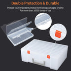 Photo Storage Box 4x6, 18 Inner Extra Large Organizer Acid-Free Photo Keeper Storage Case, Plastic Craft Storage Box for Stickers Stamps Seeds (Clear, 18 Boxes)