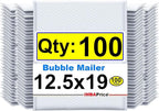 iMBAPrice 12.5x19 Inch White Poly Bubble Mailers #6, 100-Pack Extra Large Padded Envelopes, Self-Seal Polybubble Shipping Bags for Mailing & Packaging