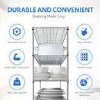 CRESCENT 48" W Storage Shelves 4000LBS Metal Shelving 5 Tier Wire Shelving Unit Garage Shelving Heavy Duty Metal Shelves for Storage Rack Commercial Adjustable Pantry Shelf, 48" W X 24'' D X 76" H