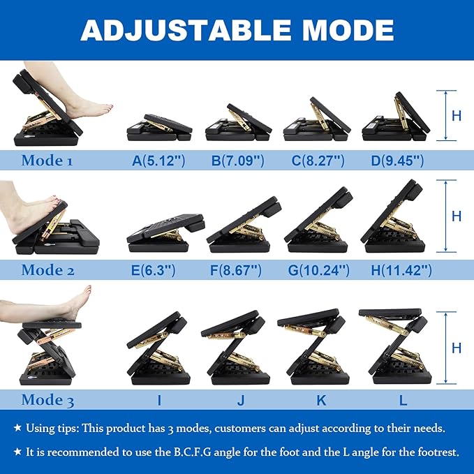 Arejonner Foldable Foot Rest, Computer Foot Rest Under Desk, 12Modes Adjustable Ergonomic for Office, Loading Capacity 80 pounds, Removable Soft Cloth Pad,All-Season(Yellow)