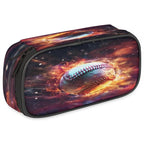 Pardick Pencil Case，Baseball Fire Big Capacity Pencil Pouch Coin Pouch Stationery Organizer For Teen School
