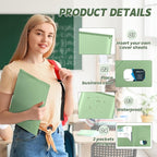 Henoyso 36 Pcs Plastic Folders with Clear Front Pockets Heavy Duty File Folders with 2 Pockets and Card Slot for Student Communication School Office Presentation Report (Sage Green)