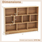 Tangkula 10-Cube Bookshelf, 55”L Floor Bookcase with 2 Anti-Tipping Kits, Freestanding Storage Organizer, 4-Tier Display Shelf for Home, Office & Dorms, Natural/White (Natural, 10-Cube-Large)