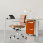 Laura Davidson Furniture Stockpile 2 Drawer Mobile File Cabinet with Lock - Under Desk Metal Filing Cabinet, Legal/Letter File Folders, Wheels and Stationary Feet, Pre-Assembled, White/Orange
