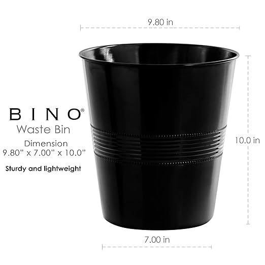 BINO Metal Waste Basket for Home, Office, Bathroom, Dorm, Kitchen and More | Trash Can Bin for Bedroom | Desk Trash Can | Home Essentials
