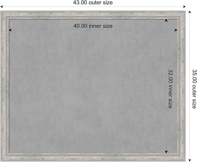 Amanti Art Silver Framed Magnetic Board 35x43 X-Large Vision Board for use with Magnets, 100% Metal Sheet to Display Items as Office Decor or for Home Organization in mudroom, Kitchen or Kids Room
