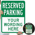 SmartSign 24 x 18 inch Custom “Reserved Parking” Metal Sign - Add Text, 80 mil Aluminum, 3M Laminated Engineer Grade Reflective Material, Green and White, Made in USA