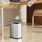 KHMMGK 2.6 Gal Stainless Steel Bathroom Trash Can,Metal Waste Baskets with Removable Inner Bucket,Small Office Garbage Can