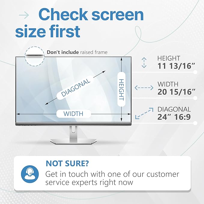 VINTEZ 24 Inch 16:9 Privacy Screen for Computer Monitor and Laptop - Anti Glare Protector Film Blue Light Filter Eye Protection - Computer Screen Privacy Shield, [1 Pack]