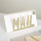 MyGift Mail Holder Organizer Countertop Modern Brass Metal with Cutout MAIL Lettering Design, Office Desktop Envelope and Document Storage Rack