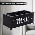 Lucundm Desk Mail Organizer, Mail Organizer Countertop with 3 Slots, Wood Desk Mail Storage Box, Envelop Holder for Home Office (Black-3 Slot)